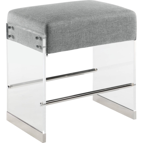 0466 Counter Stool in Gray Fabric, Acrylic & Stainless Steel